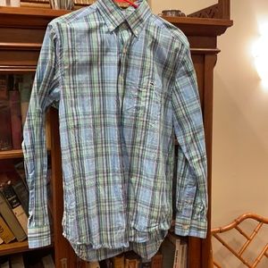 Vineyard vines slim fit men’s M,blue/green plaid, 100% cotton, button dn collar